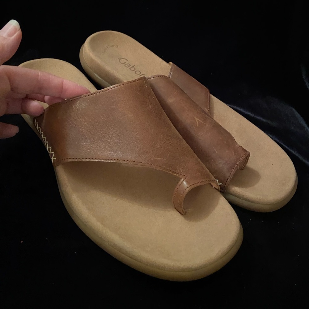 Gabor Lanzarote Peanut Brown Mule Sandal Sz 42 10.5-11 US